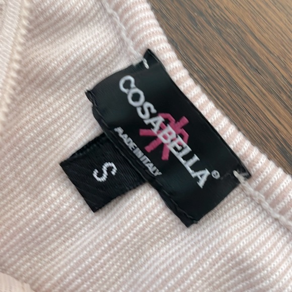 Cosabella Pale Pink Ribbed Sleeveless Lace Detail Loungewear Pajama Romper - Picture 6 of 8